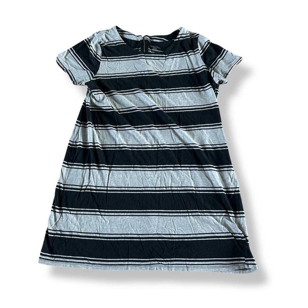 [Merona] Midi Black and Gray Striped Dress